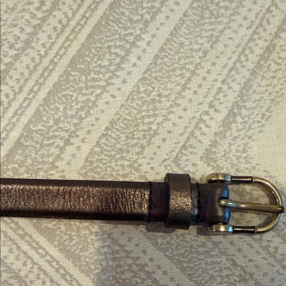 J.Crew Brown Metallic Leather Belt Gold Buckle Size S - Picture 2 of 5